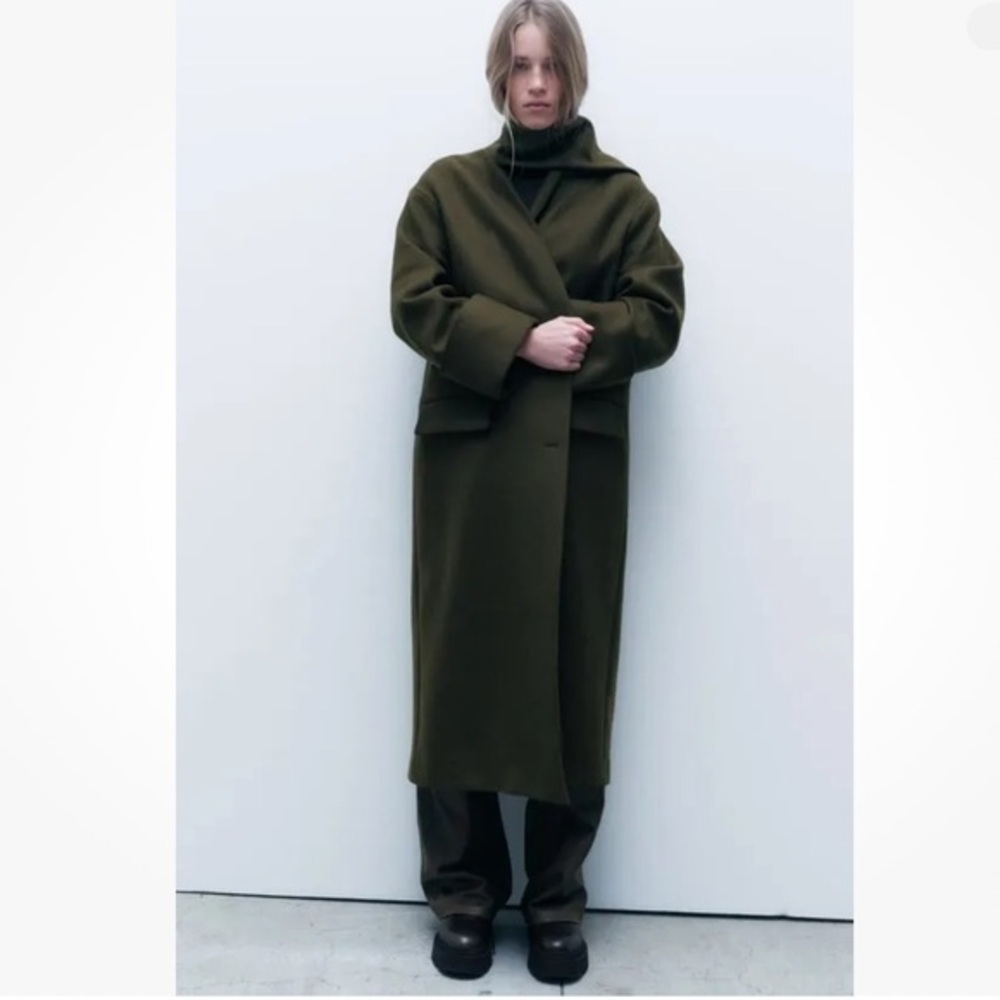 Zara Manteco Wool Scarf Coat ZW collection